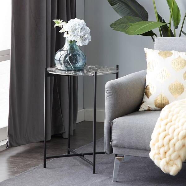 Silver Aluminum Contemporary Accent Table 24 x 18 x 18 18 x 18 x