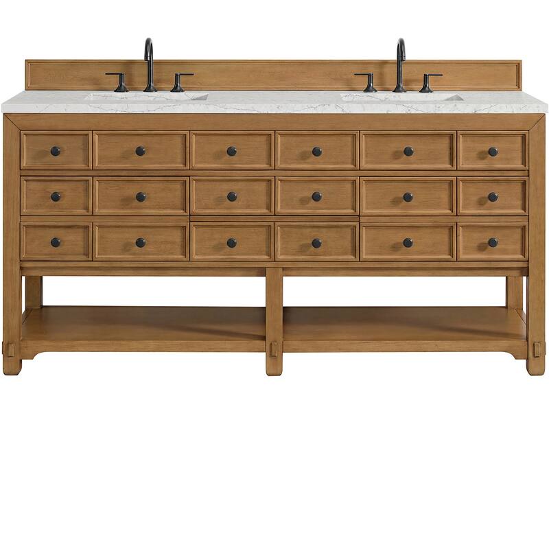 James Martin Vanities 505-V72-FEJP Malibu 72" Free Standing Double - Amber Birch - Wood Finish