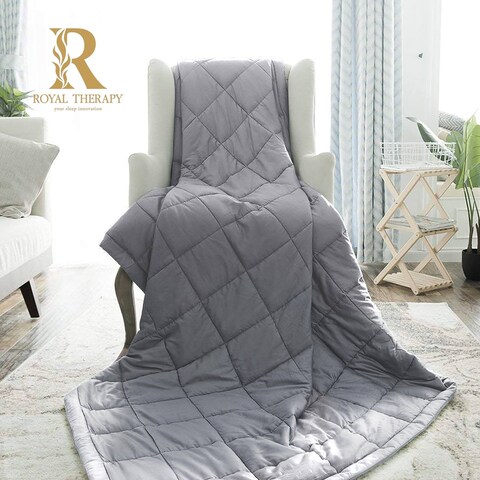 Royal Therapy Weighted Blanket Adult & Kids Bed, Calming Cotton Blanket with Glass Beads..