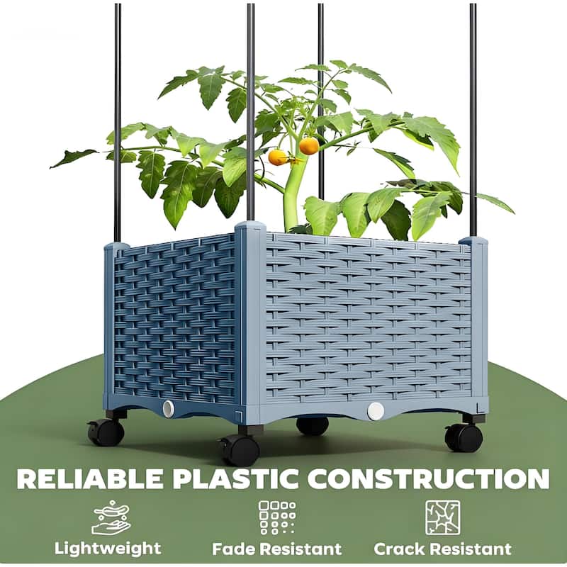 Self-Watering Rolling Vertical Planter with Trellis Adjustable Support