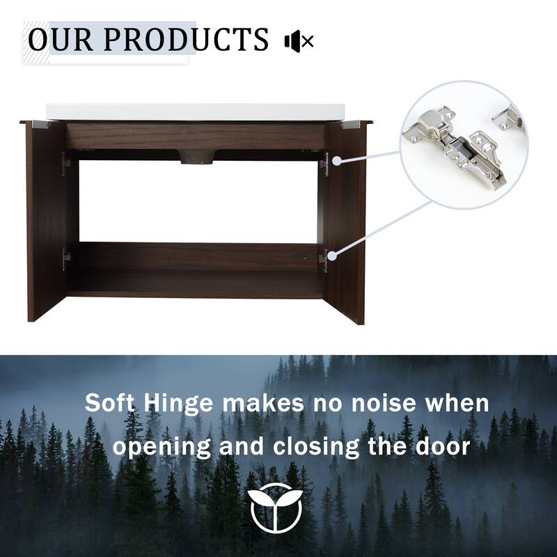 60 Inch Bathroom Vanity with Soft Close Doors, Resin Sink, Ample Storage and Matching Small Shelves (KD Packing)