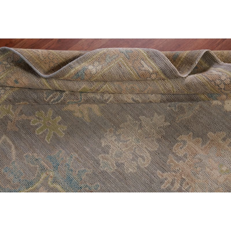 Hand Knotted Oriental 100% Wool Carpet Transitional All-Over Greys & Charcoal Oushak Area Rug - 9' 10'' X 8' 1''