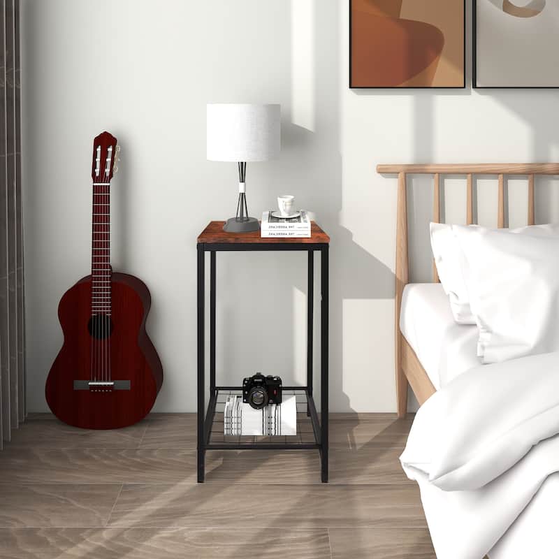2-Tier End Table for Living Room - Brown