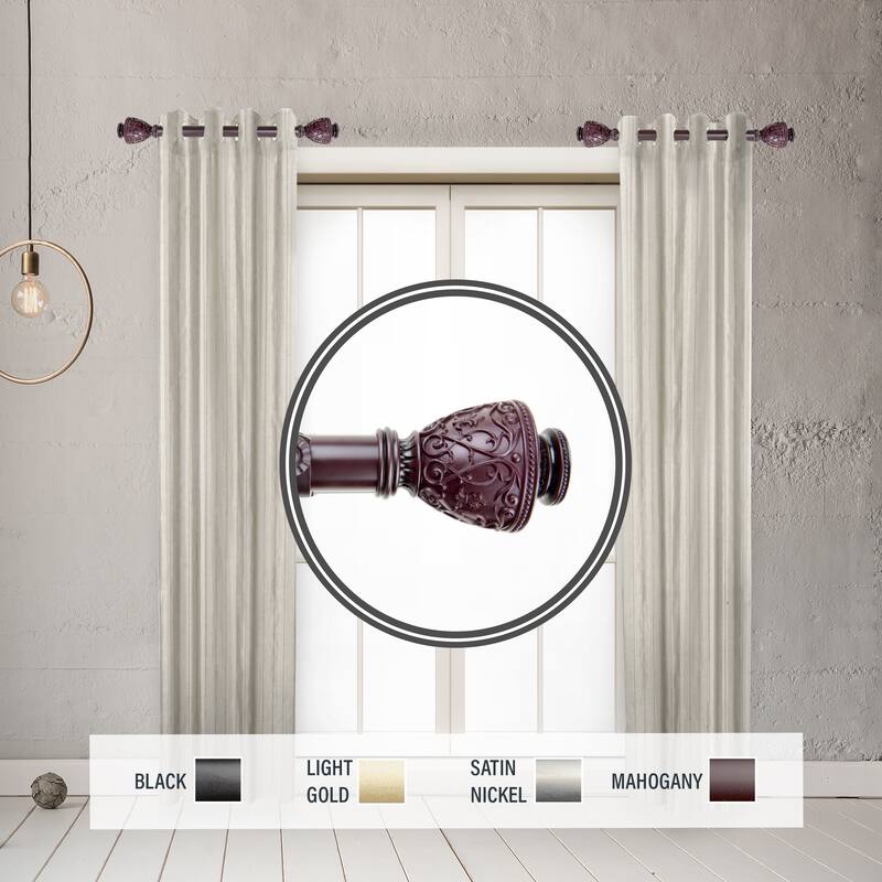 InStyleDesign Neva 1" Side Curtain Rod 12-20 inch long (Set of 2) - 12 to 20 inches - Mahogany