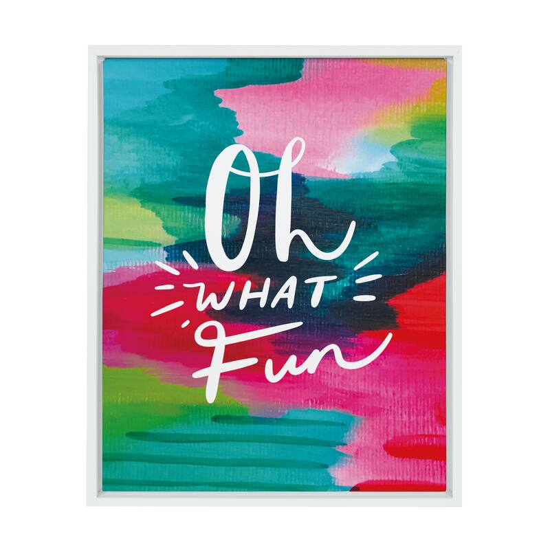 Kate and Laurel Sylvie Oh What Fun Framed Canvas by Jessi Raulet - 18x24 - Plastic - White