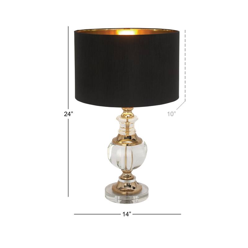 Crystal Room Table or Buffet Lamp with Black Shade and Gold Accents - Black or Gold - Roche River Decor