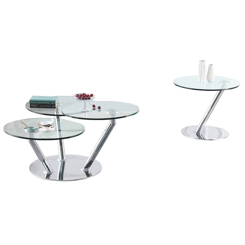 Somette Triple Surface Rotating Cocktail Table