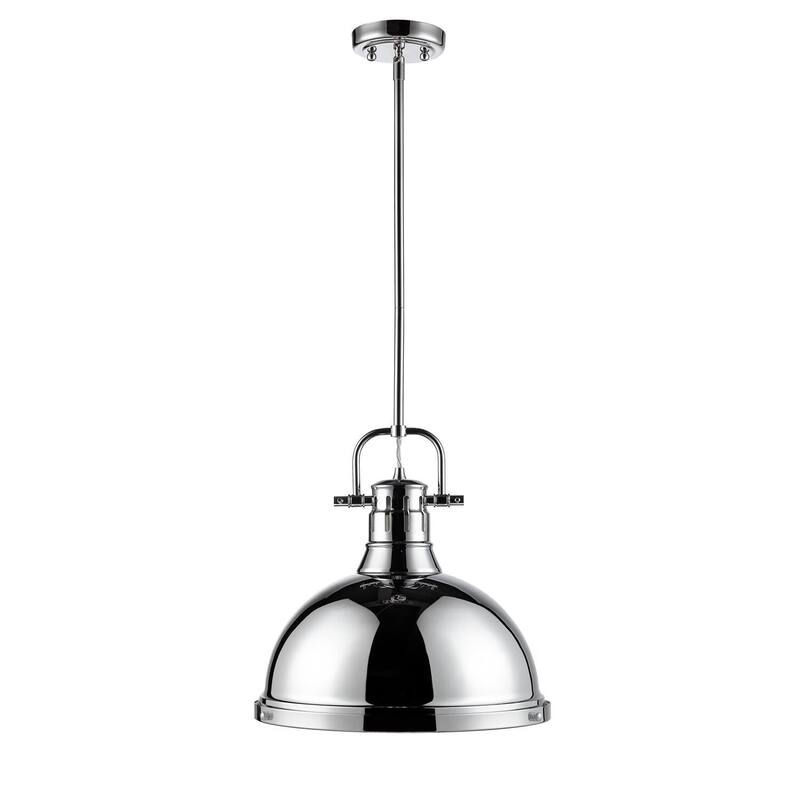 Golden Lighting Duncan 1-light Steel Pendant Light Fixture - chrome with chrome shade