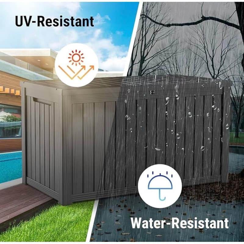 Momei 180 Gallons Large Resin Water Resistant Patio Storage Box