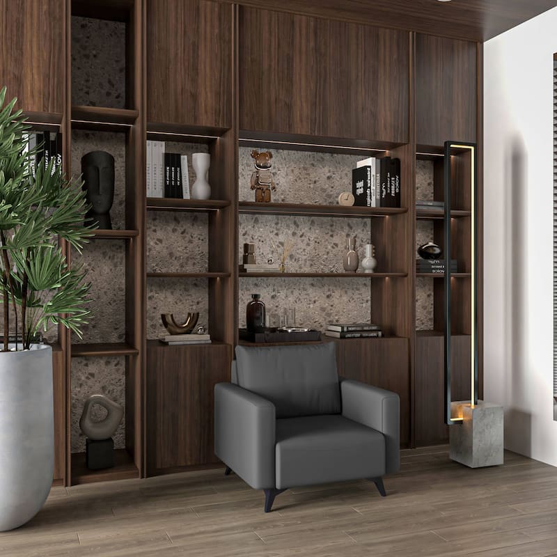 Single-Seater Sofa Modern Armchair Upholstered Vegan Leather with Metal Legs Removable Cushions Inno Series by LeisureMod
