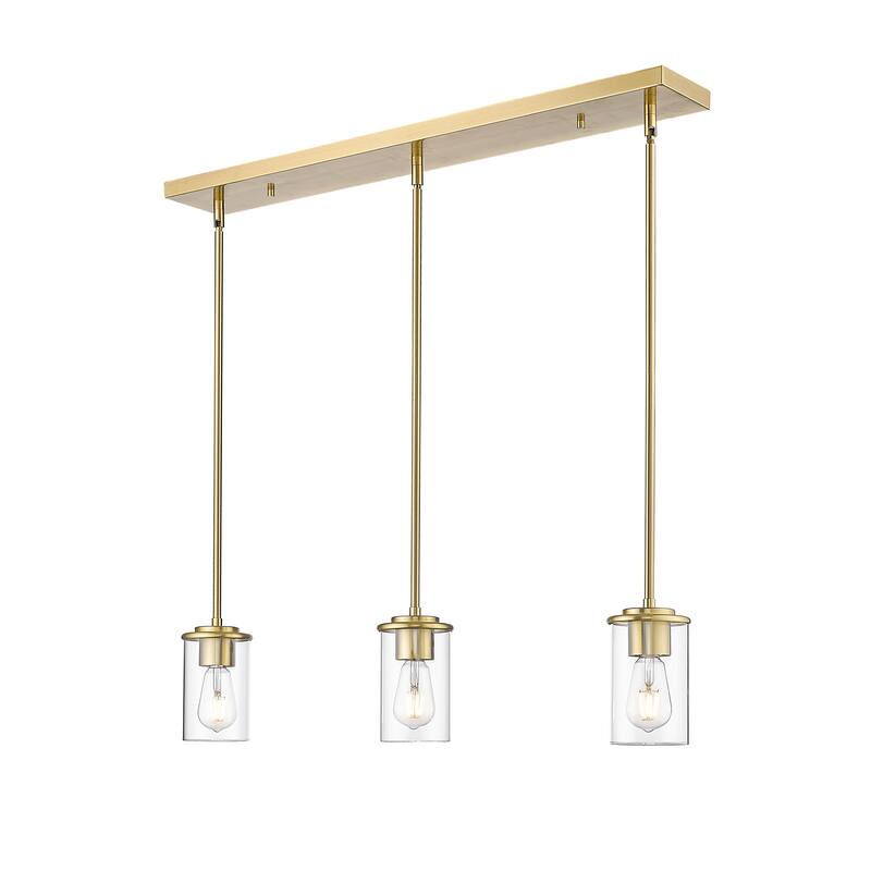Thayer by Z-Lite 3 Light Pendant in Luxe Gold with Clear Glass Shade