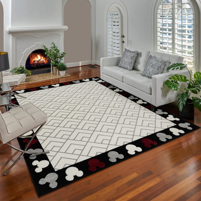 Licensed Disney Bravo Encore Mickey Mouse Modern Geometric Polypropylene Indoor Area Rug Collection