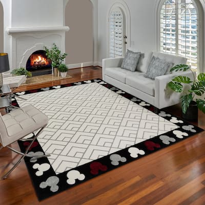 Licensed Disney Bravo Encore Mickey Mouse Modern Geometric Polypropylene Indoor Area Rug Collection