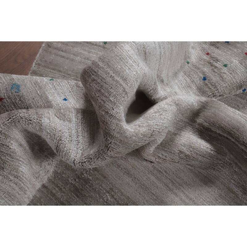 Hand Knotted Oriental 100% Wool Carpet Tribal Tribal Greys & Charcoal Gabbeh Area Rug - 12' 2'' X 9' 1''