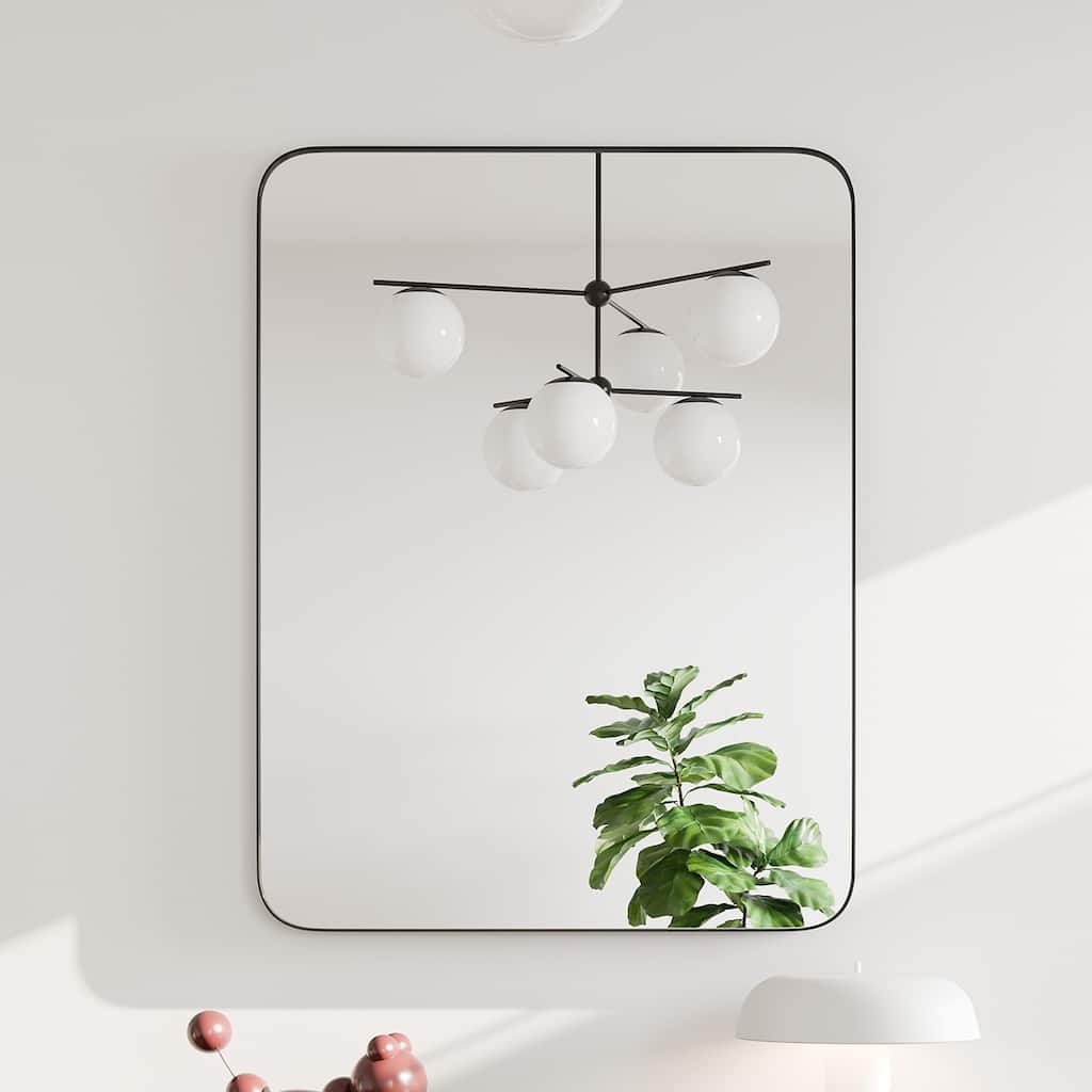 Eviva Harmony 27" x 35" Rectangular Black Metal Framed Mirror - N/A