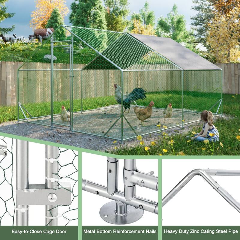 GDFStudio - Anderson Galvanized Walk in Chicken Coop Heavy Duty Wire