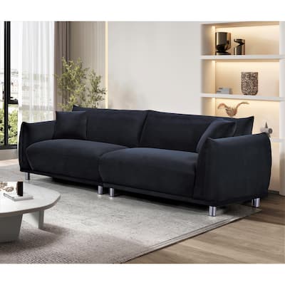 US Pride Furniture 88.2''W Metal Legs Velvet Fabirc Sofa