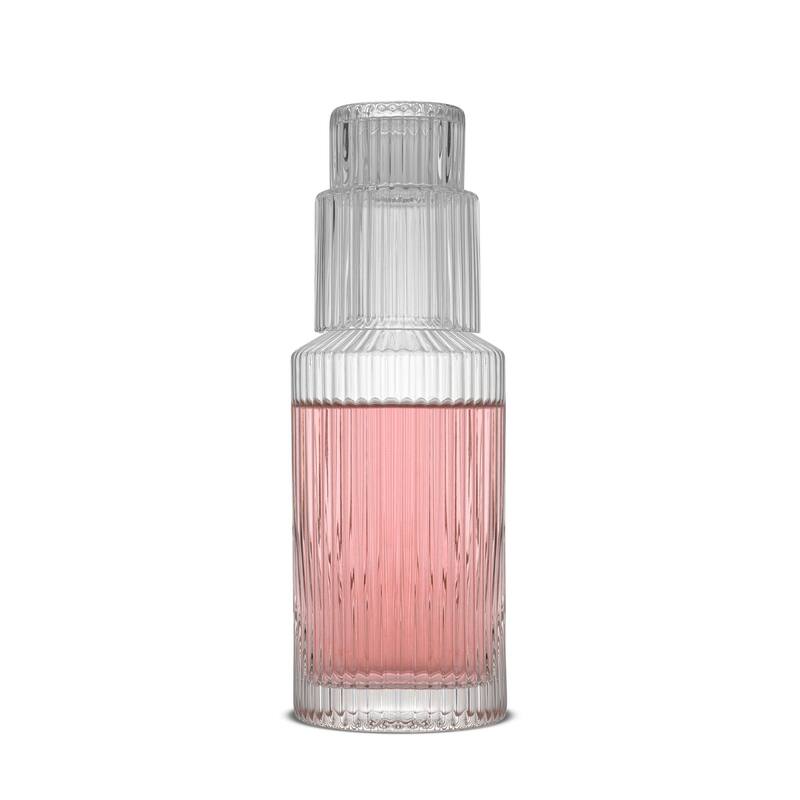 JoyJolt Elle Fluted Bedside Carafe Decanter Set with Glass- 26 oz - 26 oz