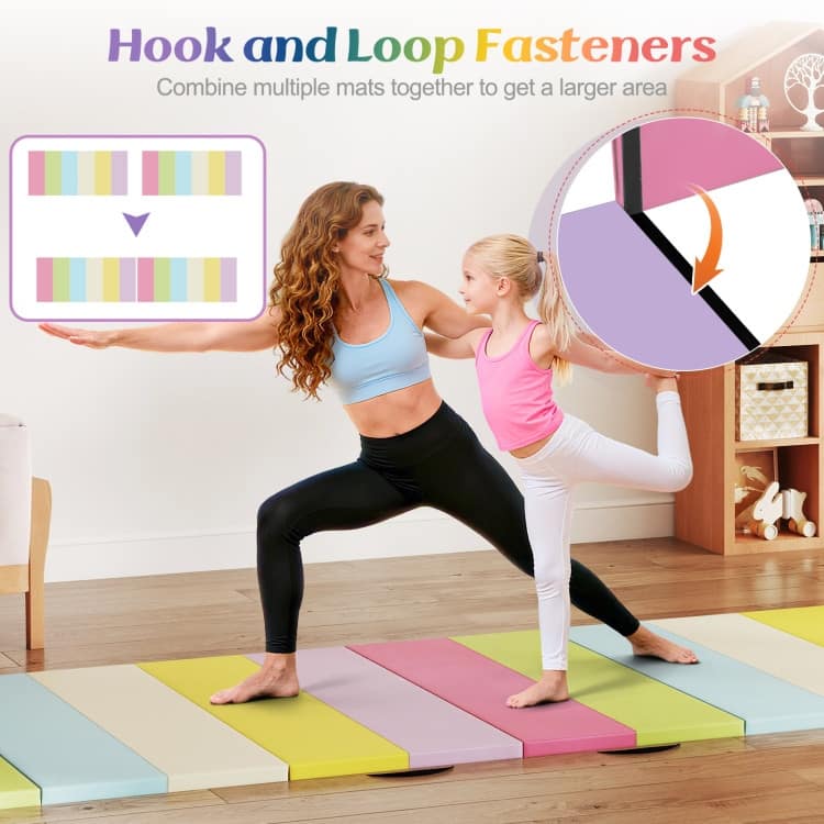 Multicolor Folding Gymnastics Mat Tri Fold Exercise Mat with Handles EPE Foam PU Leather - 71" x 47" x 1.6"