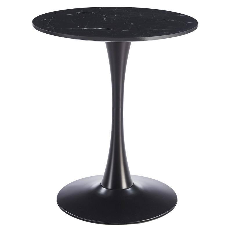 Bristol Modern Solid Wood Top Dining Table with Powder Coated Stainless Steel Pedestal Black Base for Home Kitchen or Restaurant