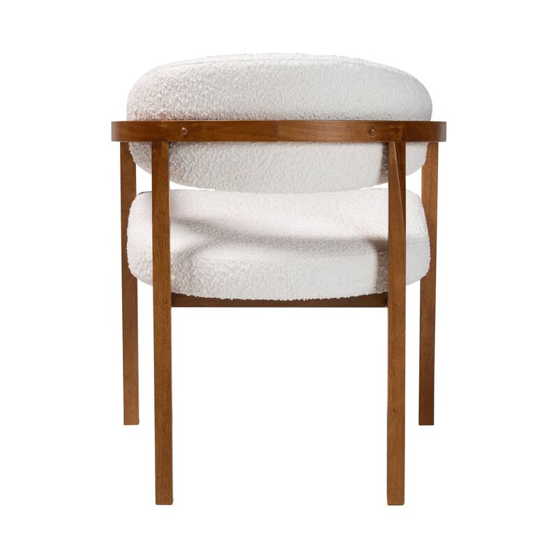 Biana Boucle Dining Chair - Modern Upholstered Accent Armchair, Cream, Minimalist Design