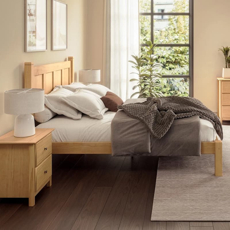 Grain Wood Furniture Shaker Solid Wood Panel Platform Bed