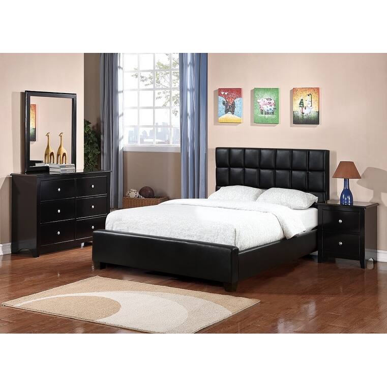 Modern Bedroom Nightstand,2 Drawers Bed Side Table Rubberwood
