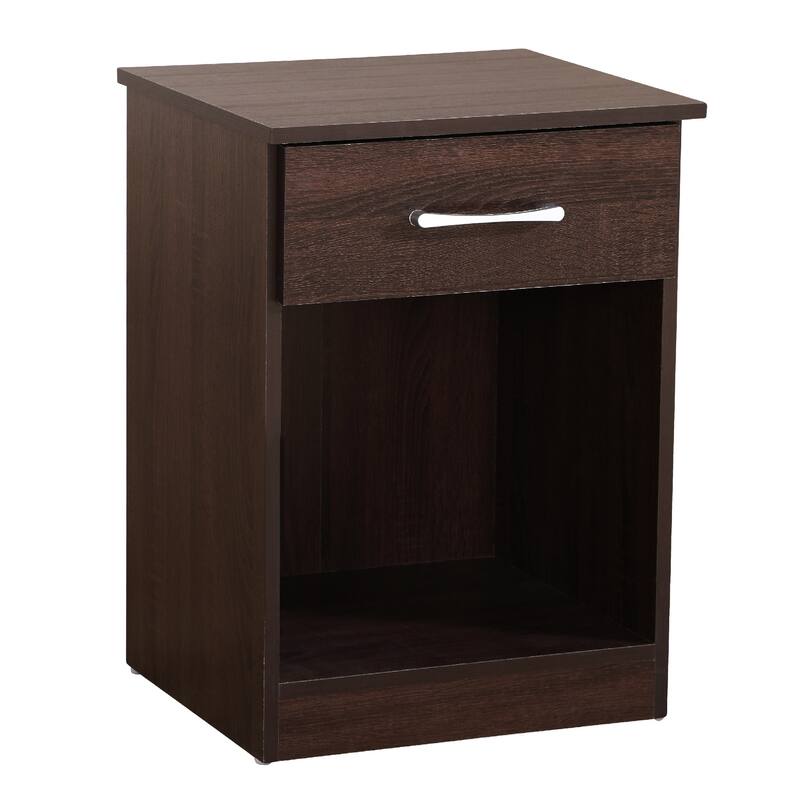 1-Drawer Nightstand with Open Shelf - 24" - Dark Brown