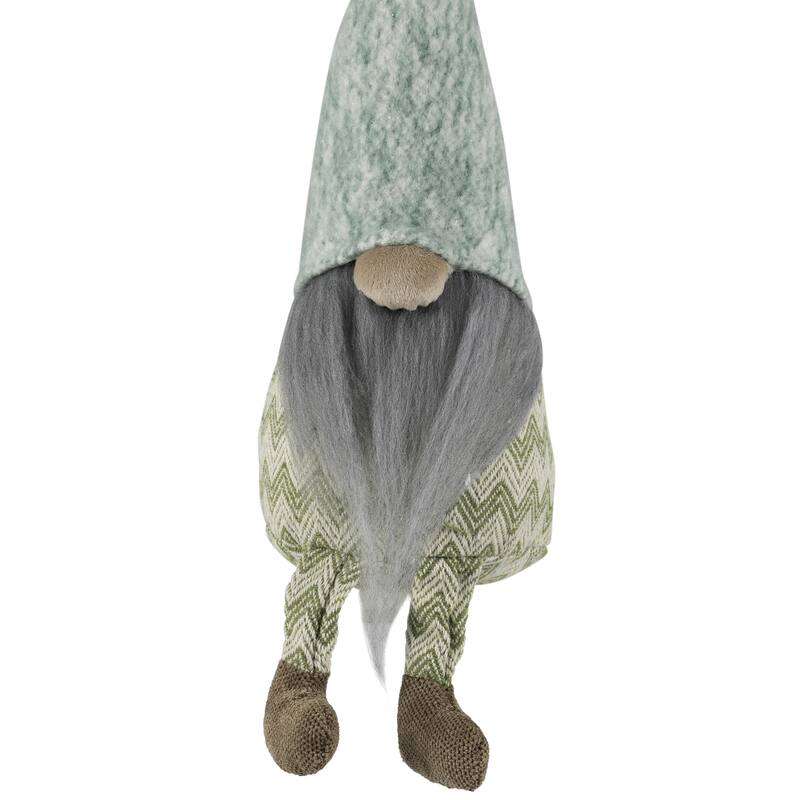 Sitting Gnome With Chevron Outfit Christmas Figure - 13.75"