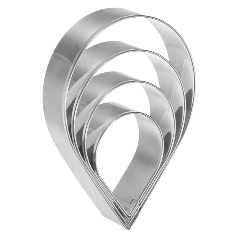 Cookie Cutter Set Assorted Sizes Rose Flower Petal Cookie Cutters Molding for Pastry Fondant Cake Cookie - Silver