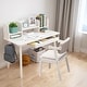 preview thumbnail 2 of 17, Kids Desk and Chair Set, Wooden Student Study Desk Writing Desk White