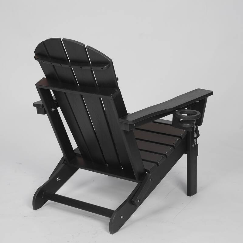 HDPE Folding Adirondack Chair with Dual Cup Holder - Composite Adirondack Chair with Wood Texture