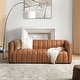 preview thumbnail 1 of 81, HULALA HOME Olinto Modern 83''W Genuine Leather Tufted Couch Sofa with Channel Back and Solid Wood Legs CAMEL