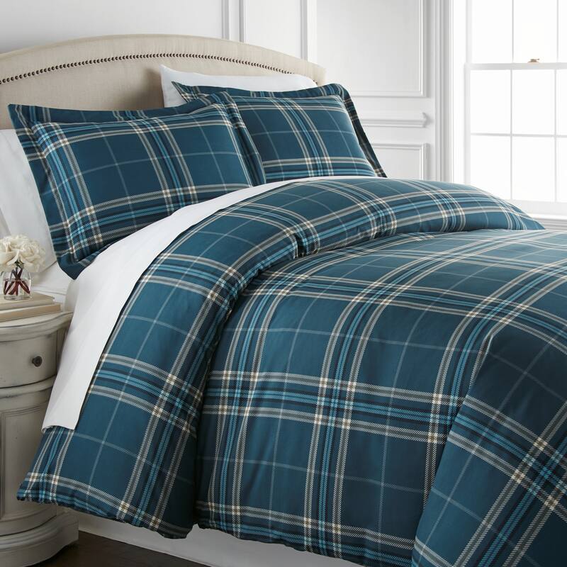 Vilano Choice Ultra-Soft Plaid Down Alternative 3-piece Comforter Set - Twin - Blue - 2 Piece