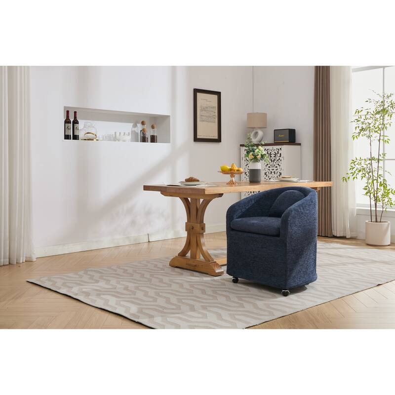 Upholstery Dining Armchair With Universal Wheels