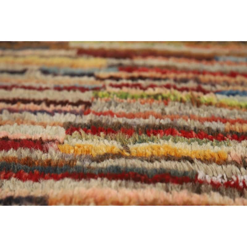 Geometric Moroccan Area Rug Hand-Knotted Wool Carpet - 6'7" x 9'7"