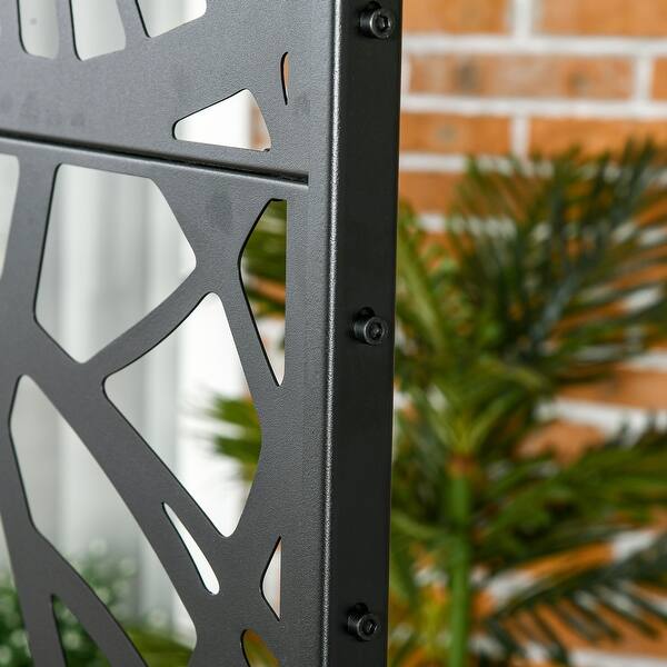 Outsunny 6.5FT Metal Outdoor Privacy Screen with Stand and Ground Stakes, Freestanding Privacy Fence Panel