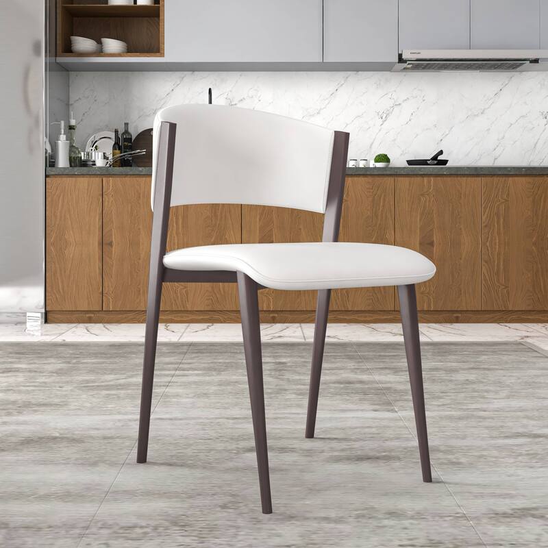 Leather Dining Chairs with Iron Legs and Open-Back Design Aspen Series Set of 4