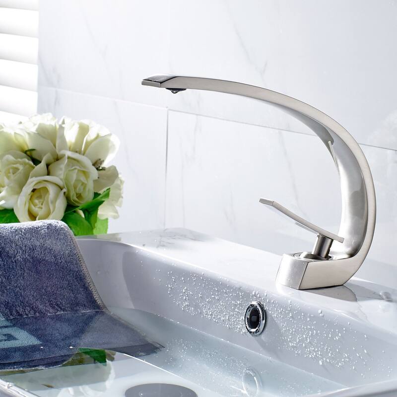 Nickel Single Hole Arch Bathroom Sink Vessel Faucet