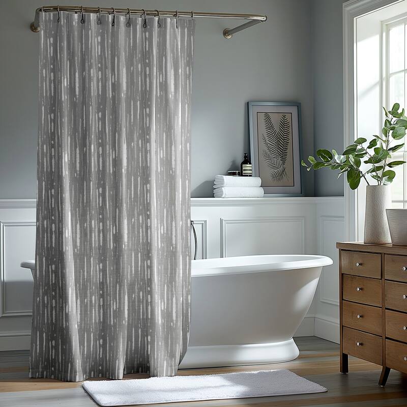 Exclusive Fabrics Blossom Printed Shower Curtains with Hooks Included, 71 Inches Long (1 Panel)