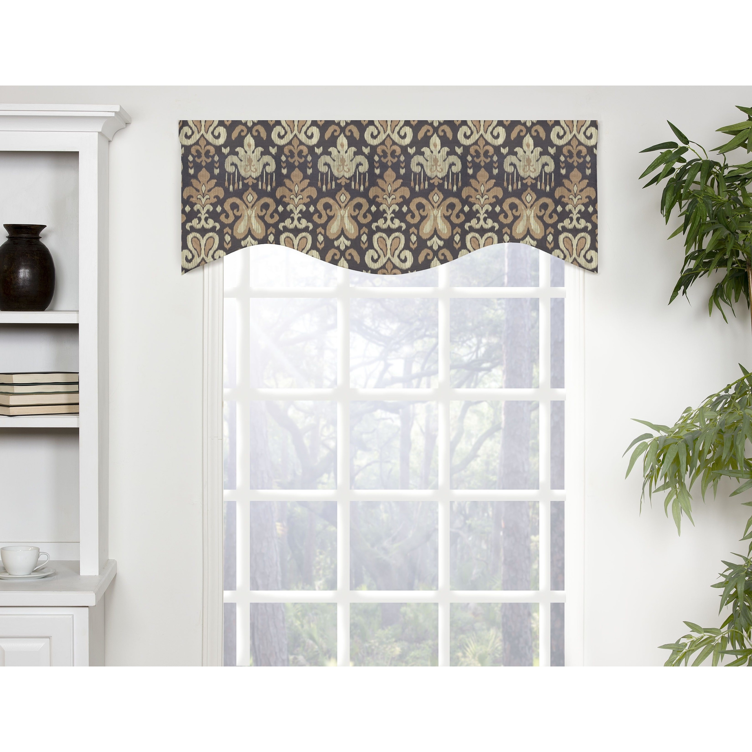 Soho brown Ikat dreamcatcher Shaped valance