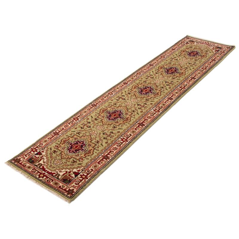 ECARPETGALLERY Hand-knotted Serapi Heritage Olive Wool Rug - 2'7 x 11'10