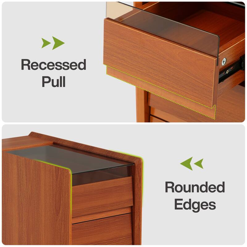 3-drawer Nightstand Bedside Table with Storage Drawers