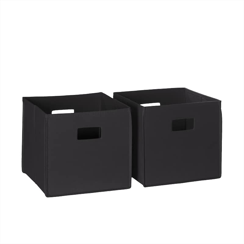 RiverRidge Kids 2pc Fabric Collapsible Storage Cube Organizers with Handles for Playroom Organization - Jet Black