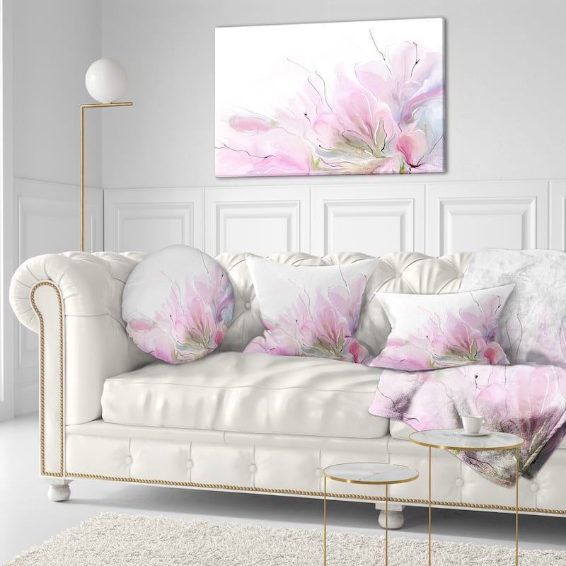 Designart - Lovely Pink Flowers - Floral Contemporary Canvas Art Print - 40 in. wide x 20 in. high