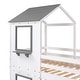 preview thumbnail 9 of 8, House Bunk Bed for Kids, Twin Over Twin Bunk Bed Frame, Wooden Floor Bunk Bed with Roof, Window, Guardrail, Ladder