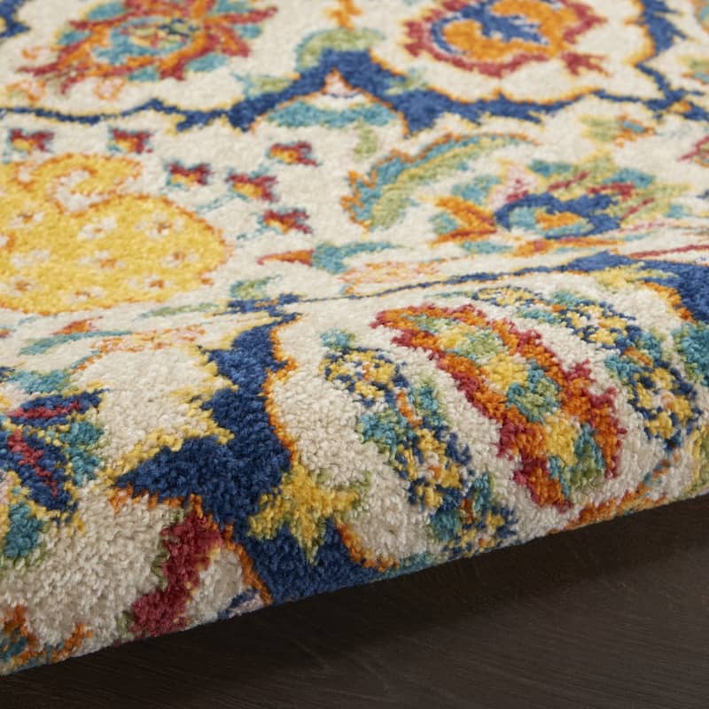 Cidij Power Loomed Floral Traditional Low Pile Durable Area Rug By HomeRoots - 60' X '36' X '0.25
