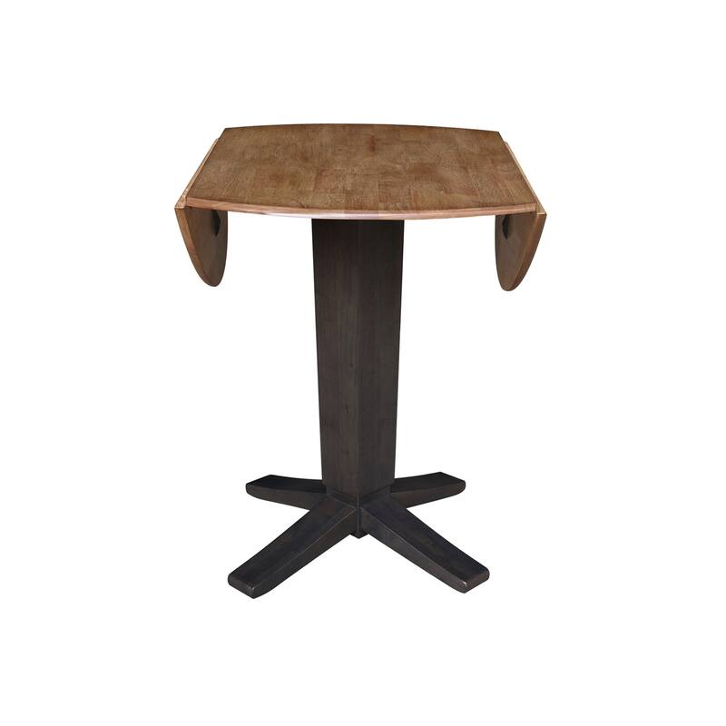 42 in Solid Wood Round Dual Drop Leaf Pedestal Counter Height Dining Table