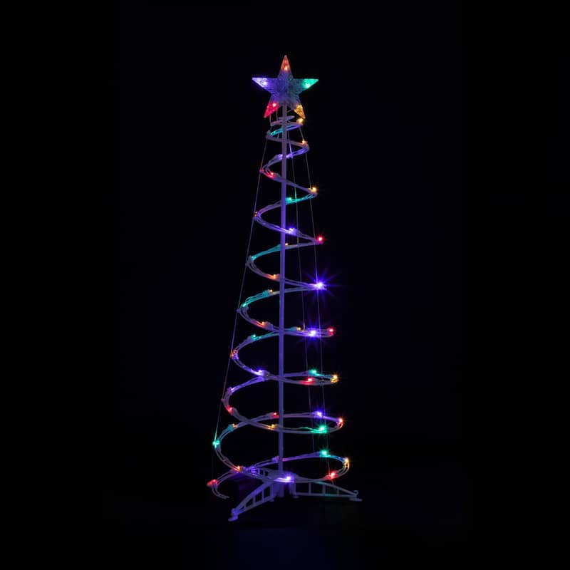 Set of 3 LED Lighted Multi-Color Outdoor Spiral Christmas Cone Trees 3' 4' and 6'