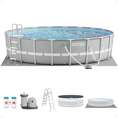Intex 20ft x 52in Prism Frame Above Ground Swimming Pool Set with Filter Pump